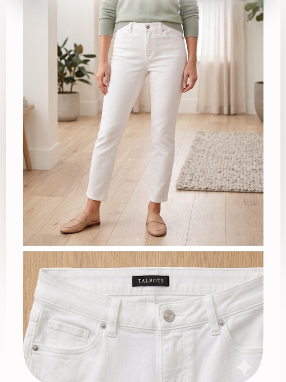 Talbots Simply Flattering White Ankle Jeans with Front Interior Panel Support